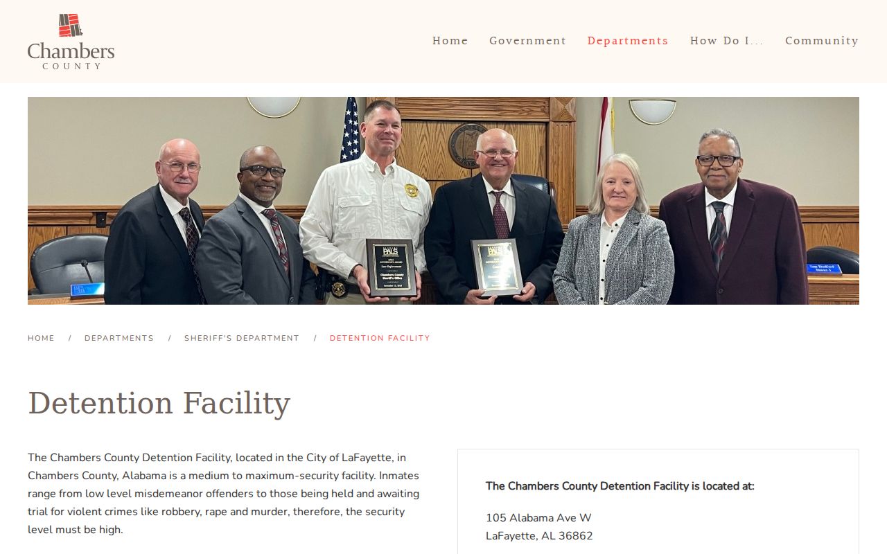 Chambers County arrest warrant detention facility contact page