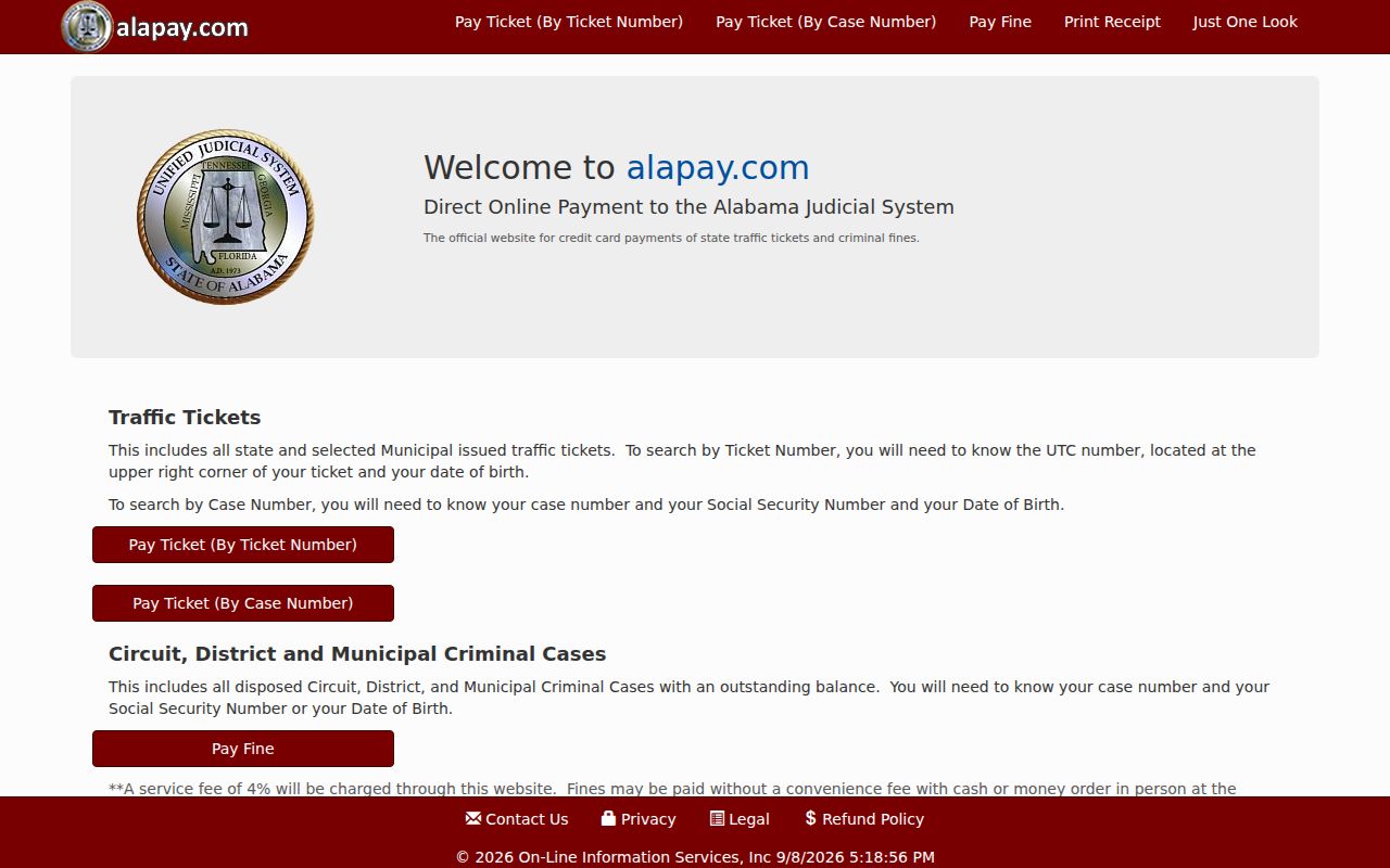 AlaPay official payment portal for Chambers County traffic warrant matters