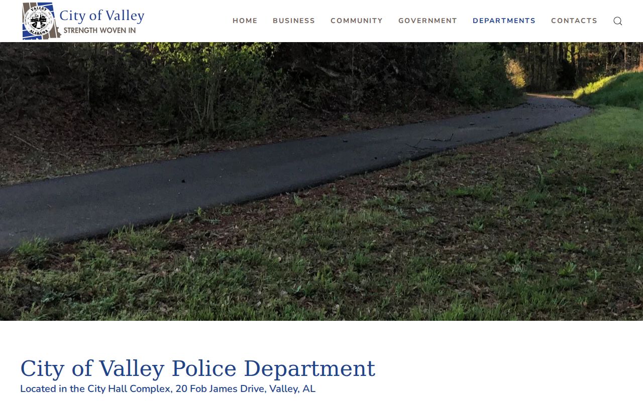 Valley warrant status route at the City of Valley Police Department