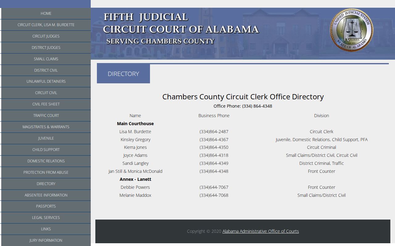 Chambers County municipal warrant clerk directory